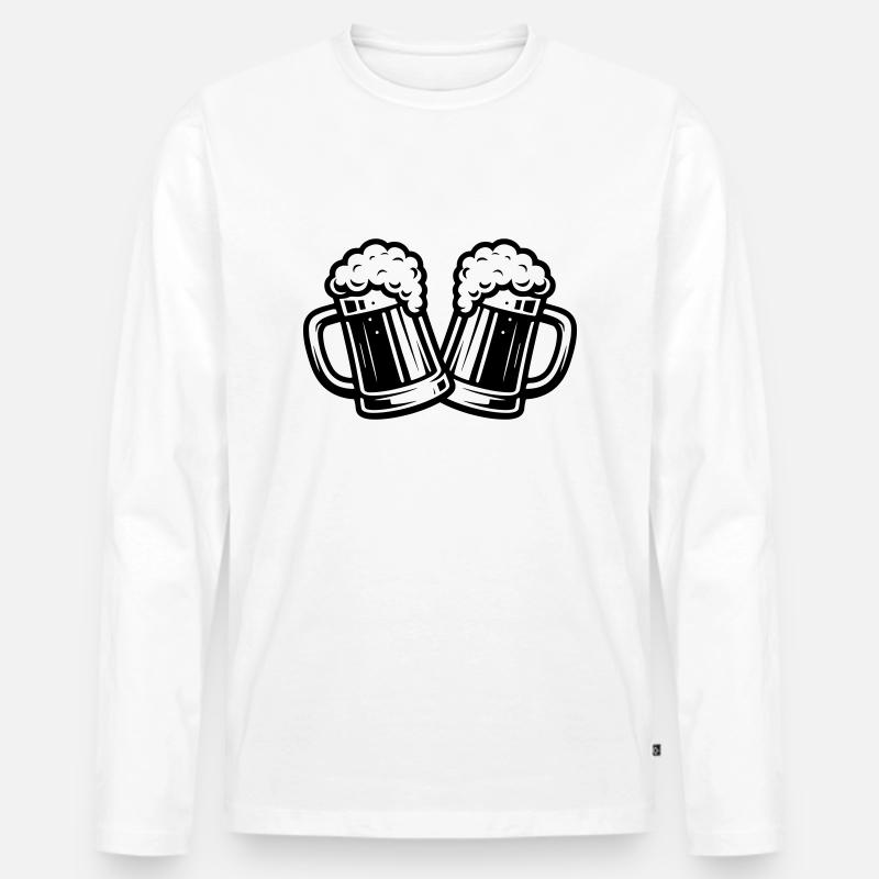 Bierkrug Bier Anstoßen - Männer Premium Bio Langarmshirt - Weiß