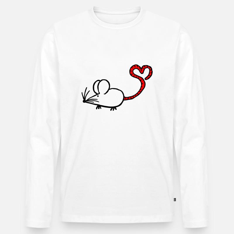 Mausi-Herz - Männer Premium Bio Langarmshirt - Weiß
