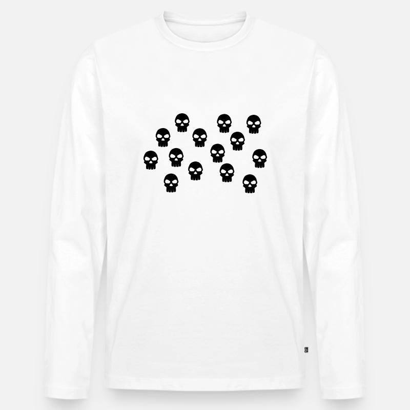 Totenkopf - Männer Premium Bio Langarmshirt - Weiß