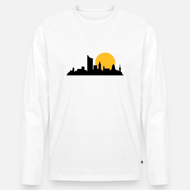 leipzig skyline - Männer Premium Bio Langarmshirt - Weiß