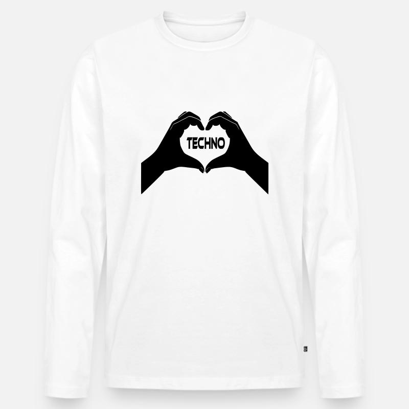 I Love Techno - Männer Premium Bio Langarmshirt - Weiß