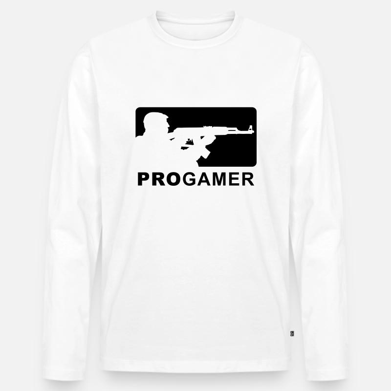 progamer - Männer Premium Bio Langarmshirt - Weiß