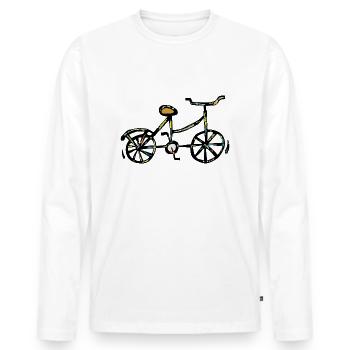 Dessin abstrait de vélo coloré - T-shirt manches longues Premium bio Homme - blanc - Devant - Nico (187cm)