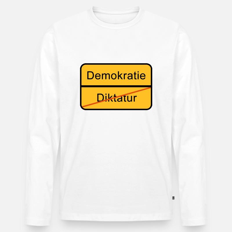Demokratie oder Diktatur - Männer Premium Bio Langarmshirt - Weiß