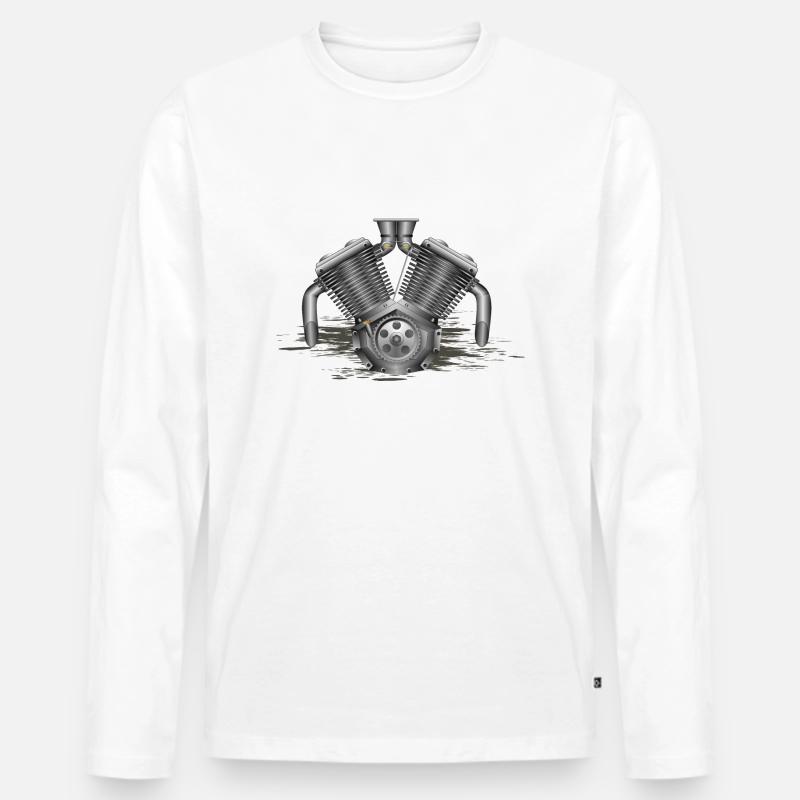 V 2 Motorradmotor - Männer Premium Bio Langarmshirt - Weiß