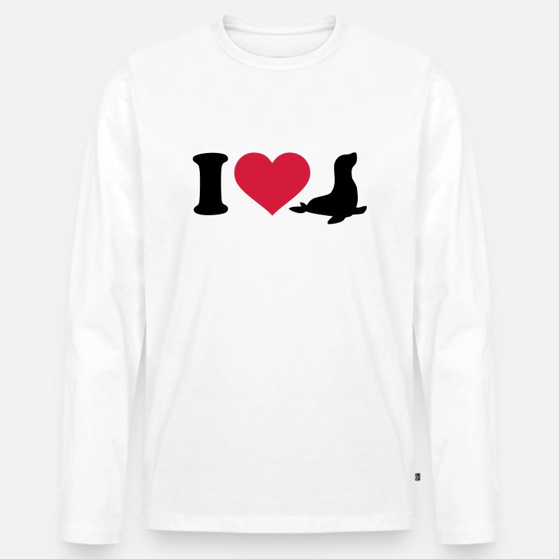 Robbe - Männer Premium Bio Langarmshirt - Weiß