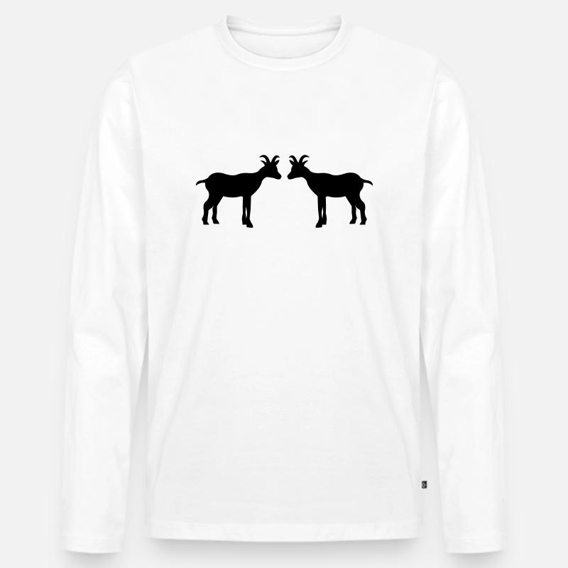 ziege2 - Männer Premium Bio Langarmshirt - Weiß