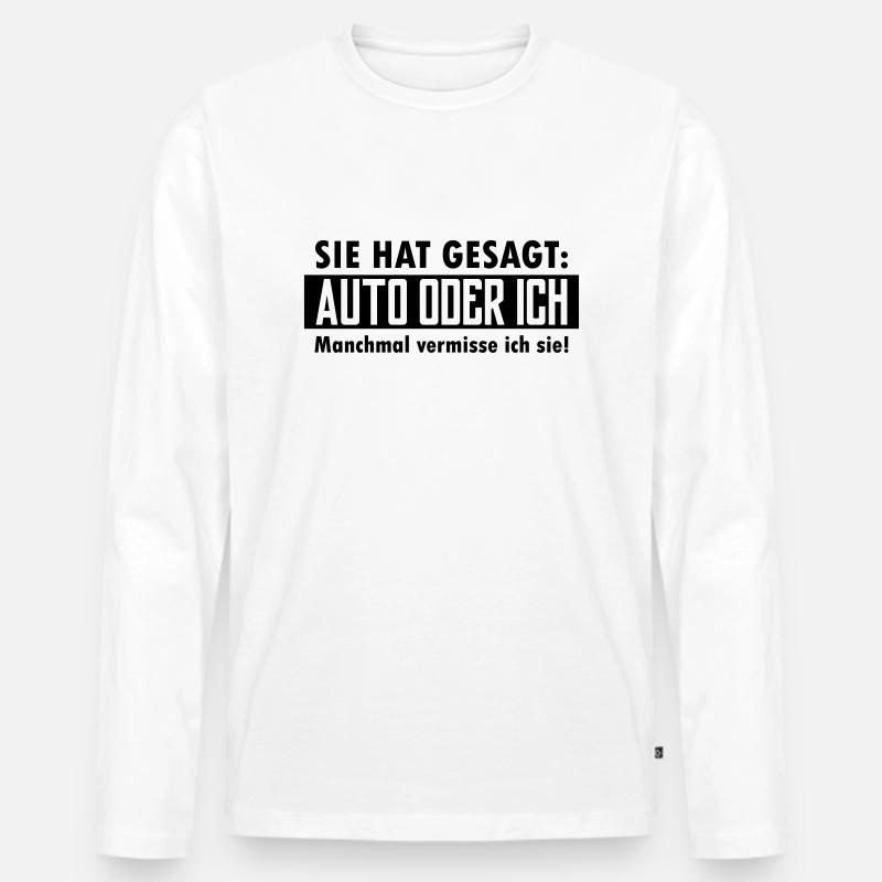 auto oder ich - Männer Premium Bio Langarmshirt - Weiß