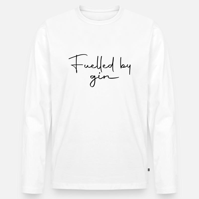 Mit Gin befeuert - Männer Premium Bio Langarmshirt - Weiß