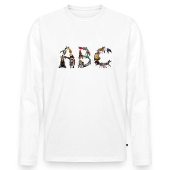 Animal ABC - T-shirt manches longues Premium bio Homme - blanc - Devant - Nico (187cm)