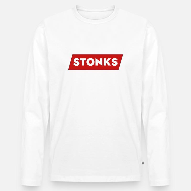 Stonks - Männer Premium Bio Langarmshirt - Weiß