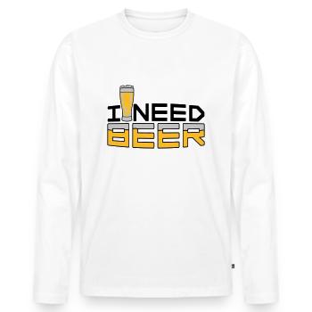 I Need Beer - Men's Premium Organic Long Sleeve Shirt - white - Front - Nico (187cm)