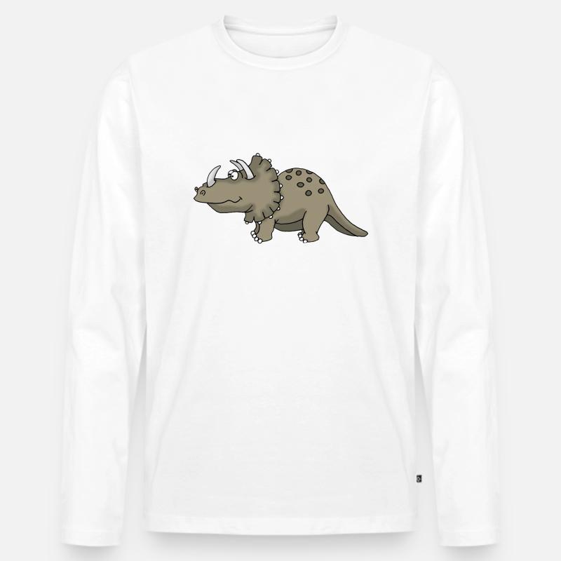 Dino 10 - Männer Premium Bio Langarmshirt - Weiß