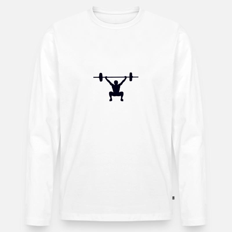 Squats Gym Logo - Männer Premium Bio Langarmshirt - Weiß