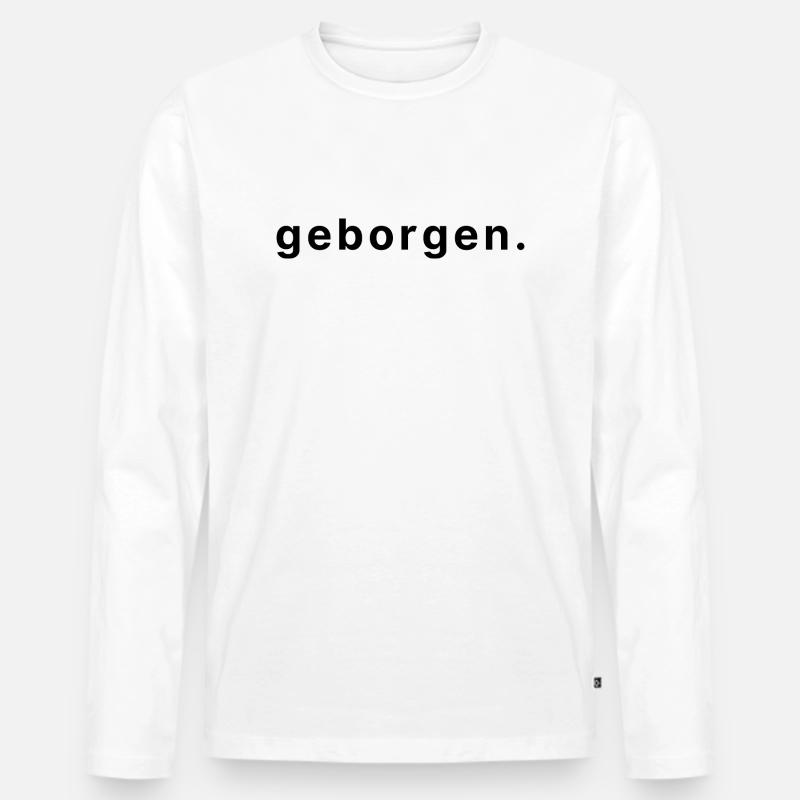 geborgen. - Männer Premium Bio Langarmshirt - Weiß