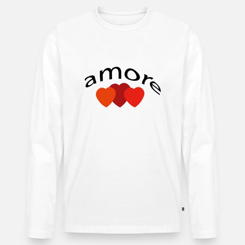 amore - liebe - Männer Premium Bio Langarmshirt - Weiß