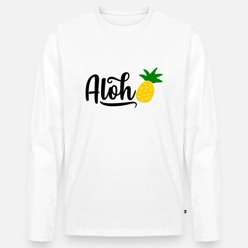 Aloha Ananas - Männer Premium Bio Langarmshirt - Weiß