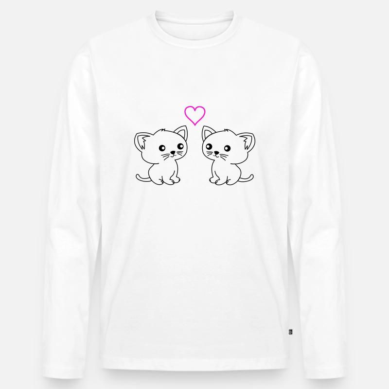 süße katzen love - Männer Premium Bio Langarmshirt - Weiß