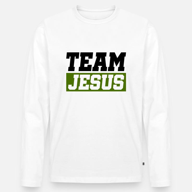 jesus team - Männer Premium Bio Langarmshirt - Weiß