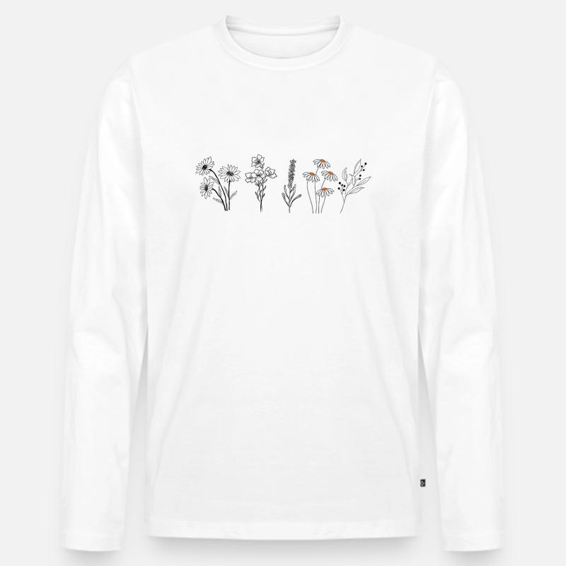 Frühlingsblumen - Männer Premium Bio Langarmshirt - Weiß
