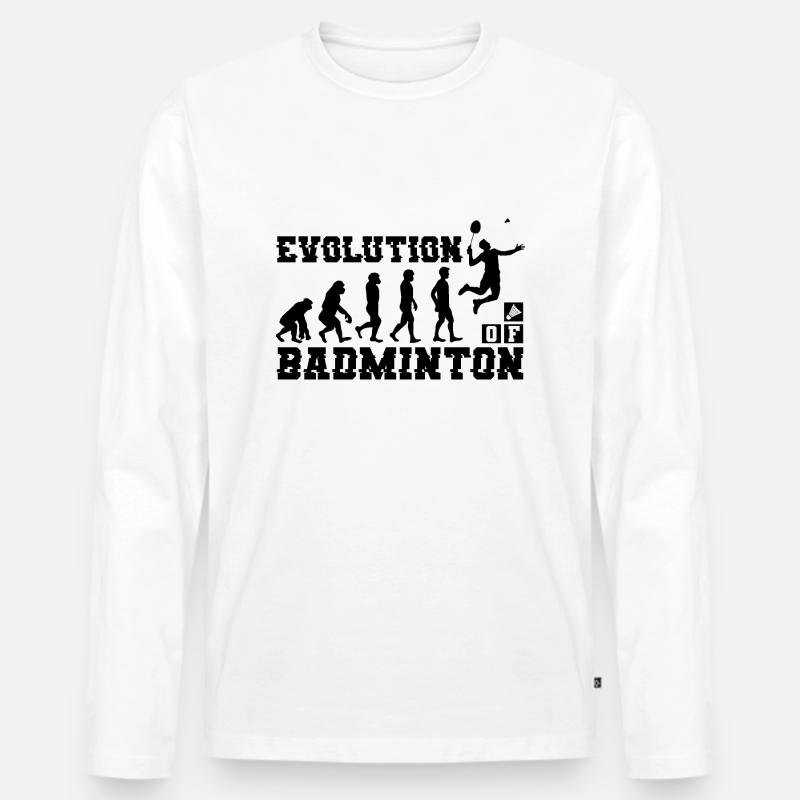 Badminton Evolution Silhouette - Männer Premium Bio Langarmshirt - Weiß