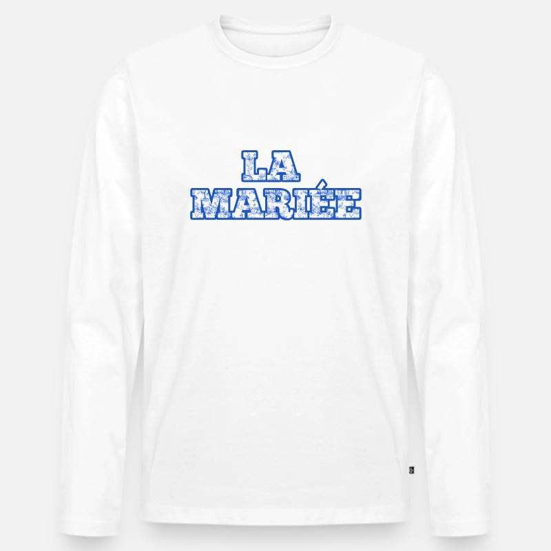 Die blaue Chinoiserie-Braut - Männer Premium Bio Langarmshirt - Weiß