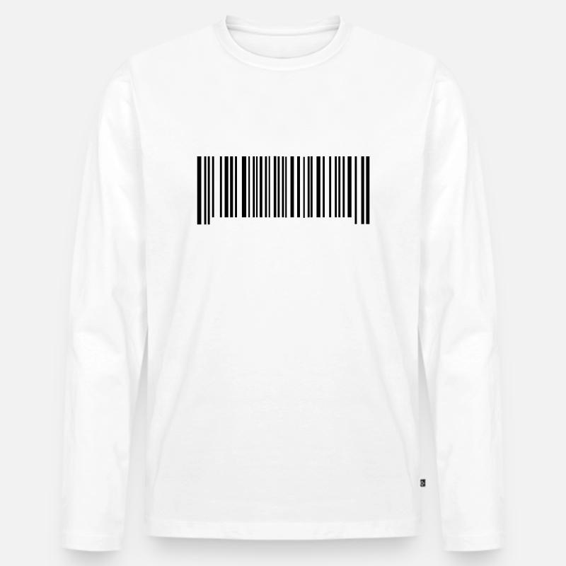 Strichcode - Männer Premium Bio Langarmshirt - Weiß