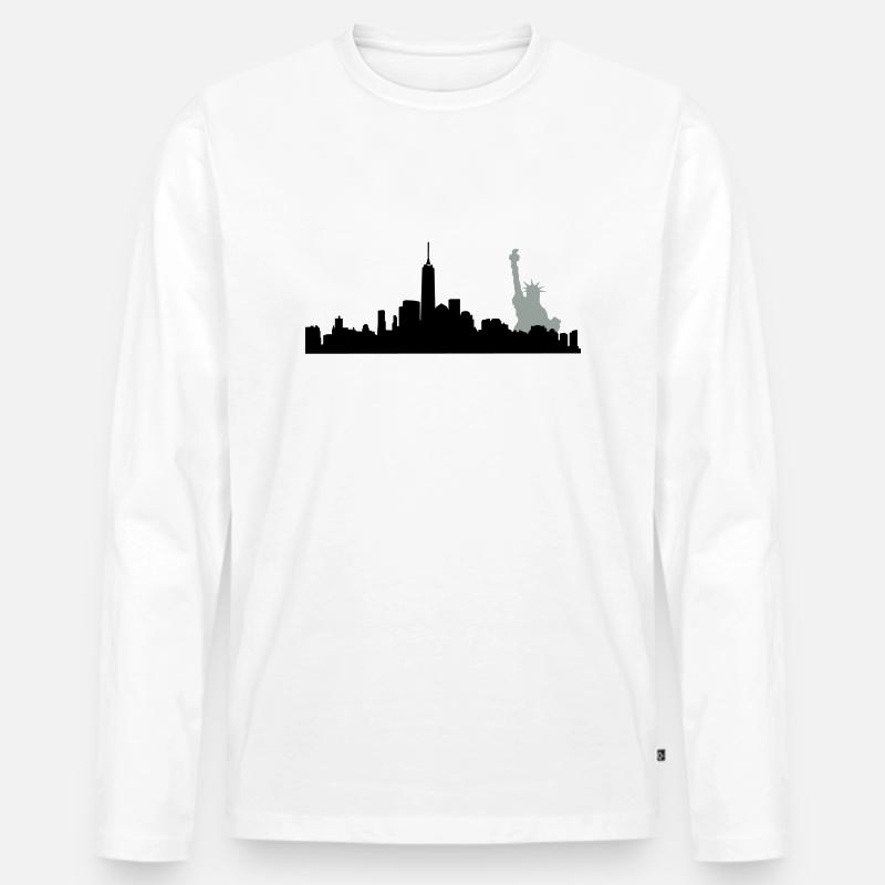 manhatten skyline - Männer Premium Bio Langarmshirt - Weiß