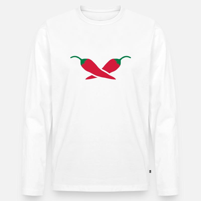 Peperoni - Männer Premium Bio Langarmshirt - Weiß
