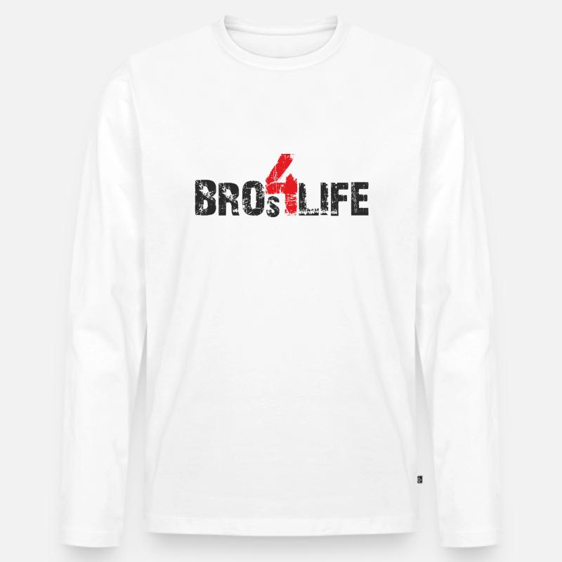 bros 4 life - black-red - Männer Premium Bio Langarmshirt - Weiß