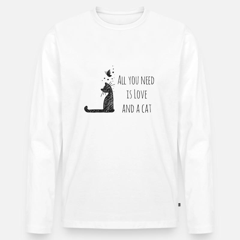 Cat Love - Männer Premium Bio Langarmshirt - Weiß
