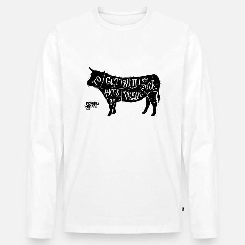 Go Vegan - Männer Premium Bio Langarmshirt - Weiß