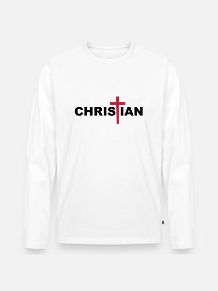 Christian Cross - Men's Premium Organic Long Sleeve Shirt - white