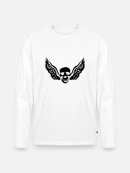 wingskull_092011_c_1c - T-shirt manches longues Premium bio Homme - blanc