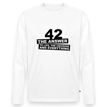 42 - The Answer - Männer Premium Bio Langarmshirt - Weiß - Vorne - Nico (187cm)