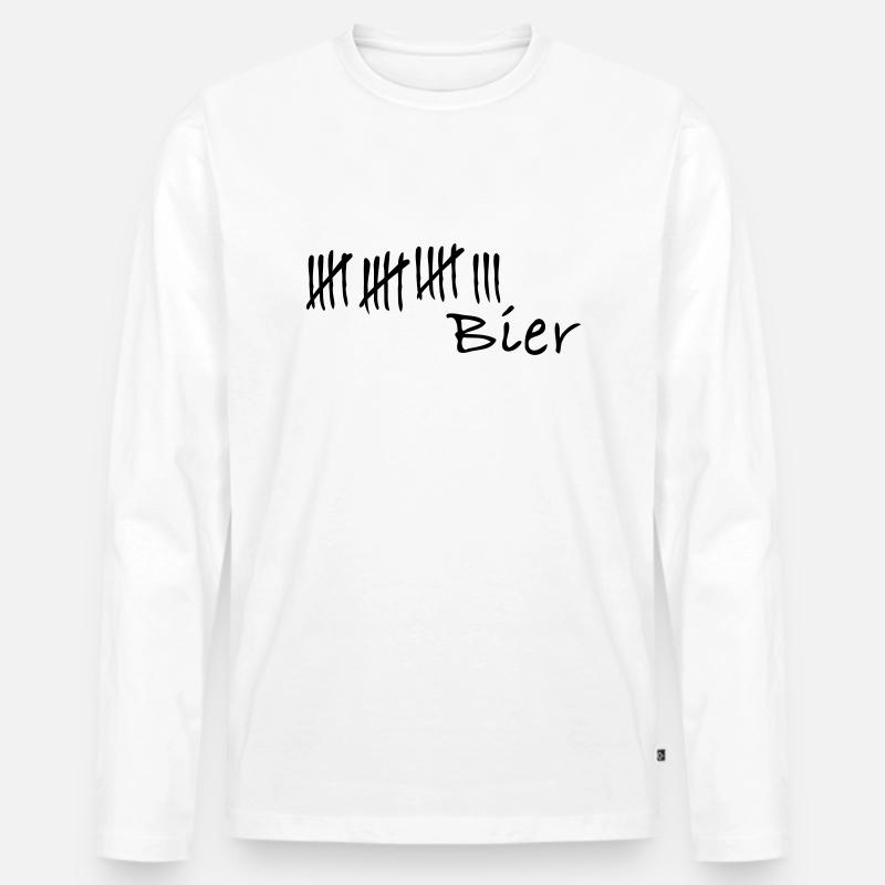 Striche 18 Bier - Männer Premium Bio Langarmshirt - Weiß