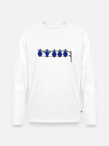 Vogel Sport - Männer Premium Bio Langarmshirt - Weiß