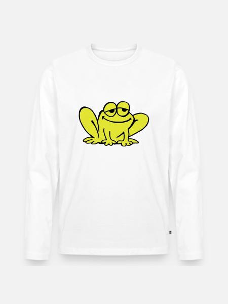 Frosch - Männer Premium Bio Langarmshirt - Weiß