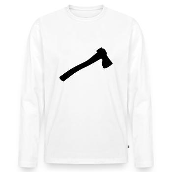 Beil Axt Holzfäller Waldarbeiter Werkzeug - Männer Premium Bio Langarmshirt - Weiß - Vorne - Nico (187cm)