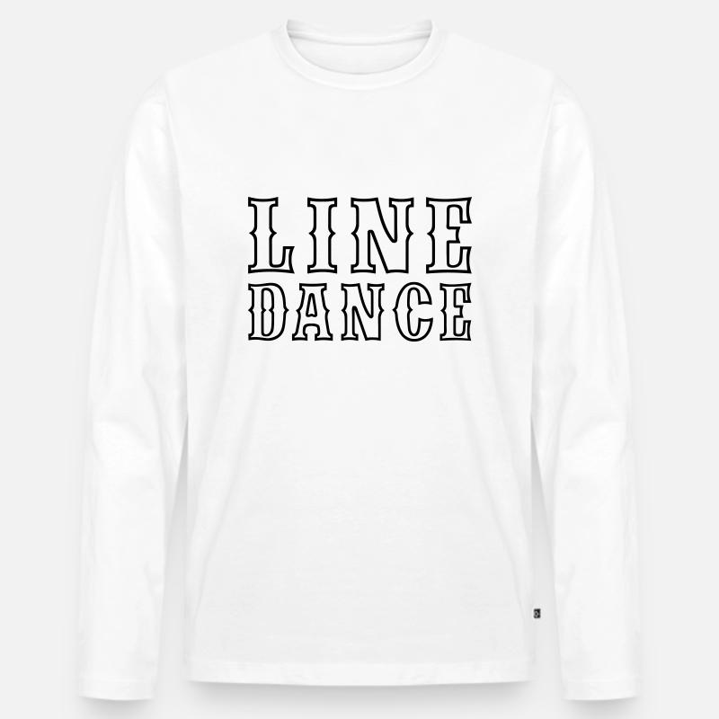Line Dance Outline - Männer Premium Bio Langarmshirt - Weiß