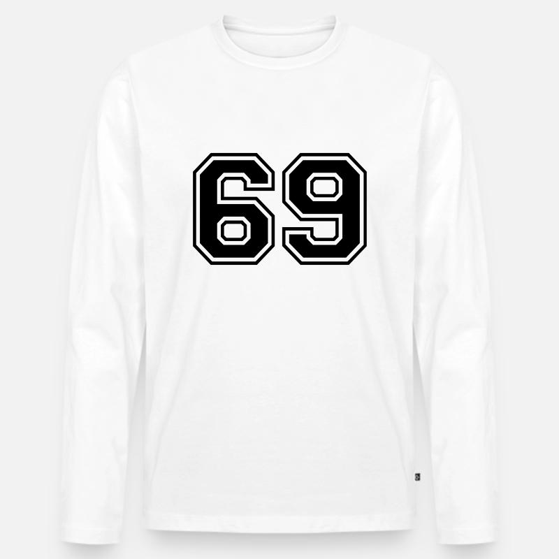 69 - Männer Premium Bio Langarmshirt - Weiß