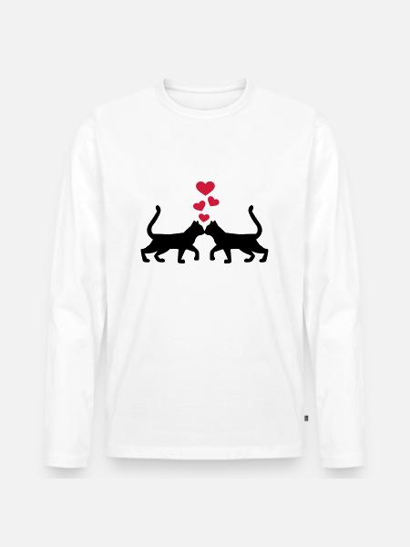 Chat - T-shirt manches longues Premium bio Homme - blanc