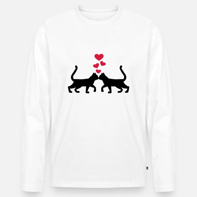 Katze - Männer Premium Bio Langarmshirt - Weiß