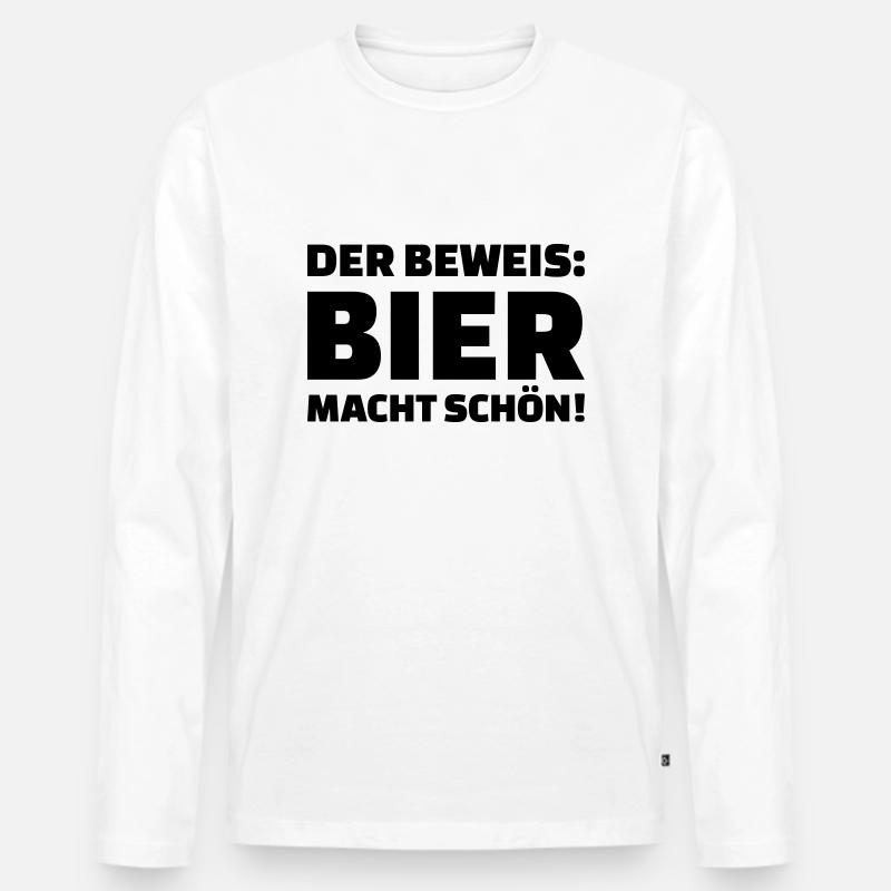 Bier - Männer Premium Bio Langarmshirt - Weiß