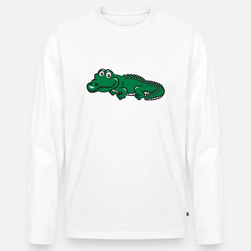 Krokodil witzig - Männer Premium Bio Langarmshirt - Weiß
