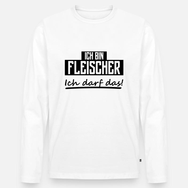 ich bin fleischer - Männer Premium Bio Langarmshirt - Weiß