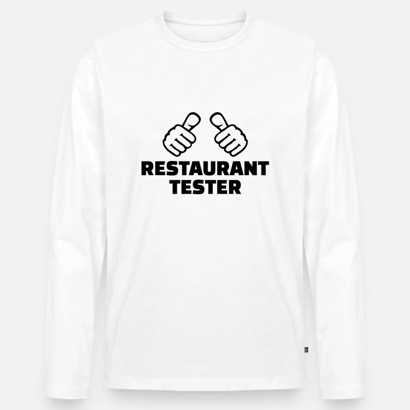 Restaurant Tester - Männer Premium Bio Langarmshirt - Weiß