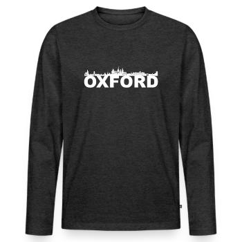 Oxford England Skyline Geschenk Idee UK - Männer Premium Bio Langarmshirt - Anthrazit meliert - Vorne - Nico (187cm)