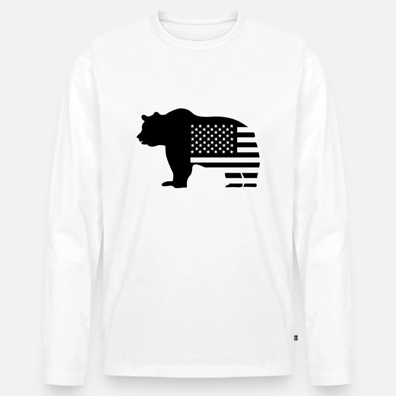 Usa Bär - Männer Premium Bio Langarmshirt - Weiß