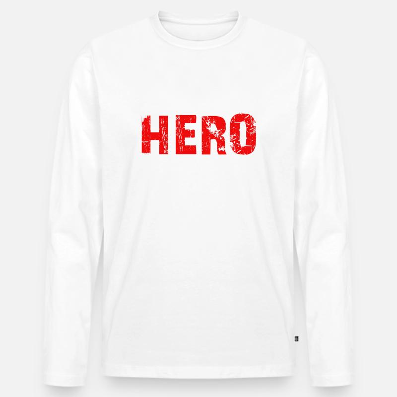 HERO - Männer Premium Bio Langarmshirt - Weiß